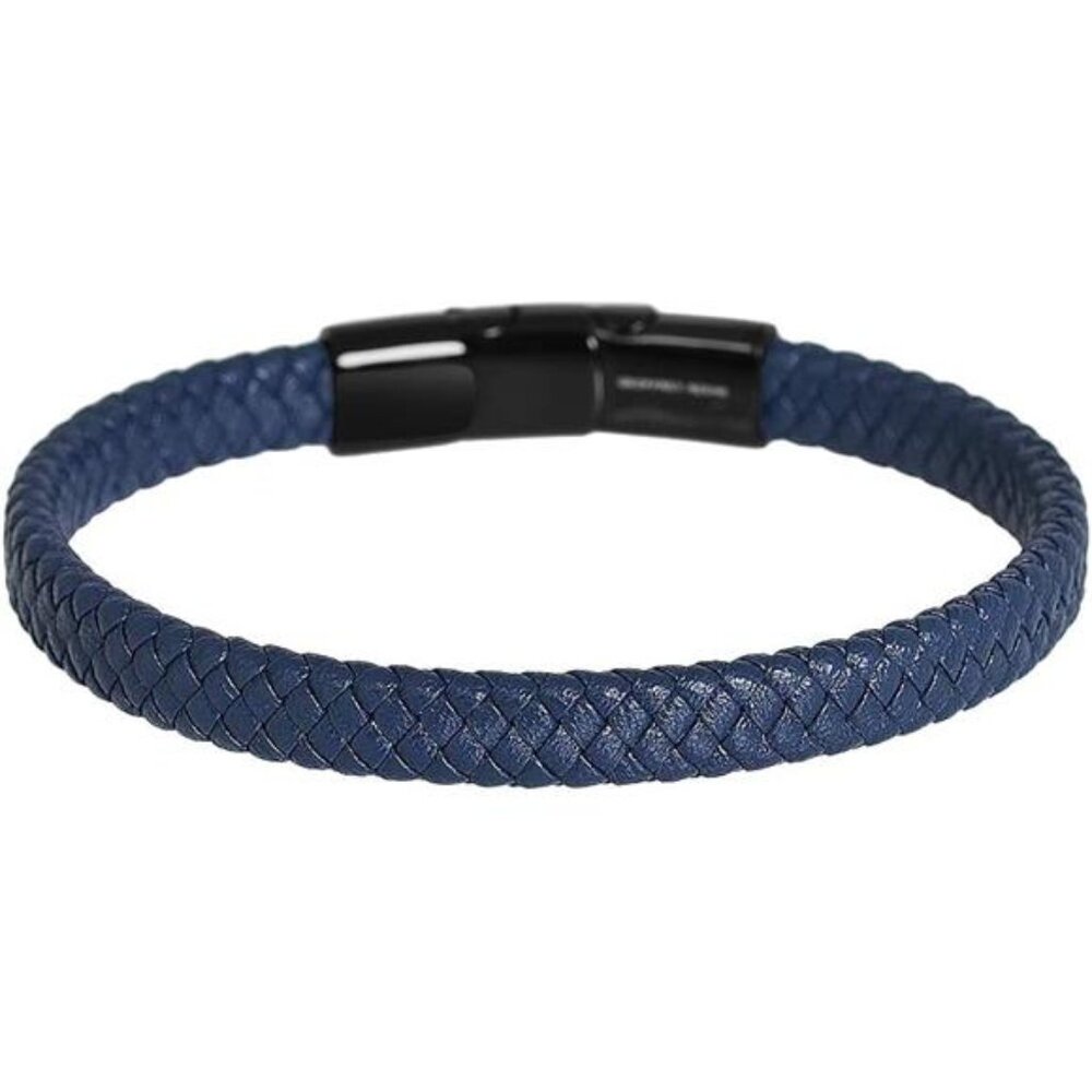 Mens Leather Bracelet Braided Genuine Leather Stainless Steel Closure Gift